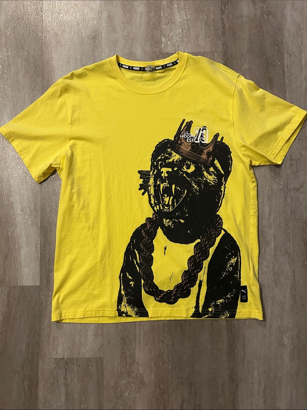 Puma Yellow Tee with Black Bear Graphic